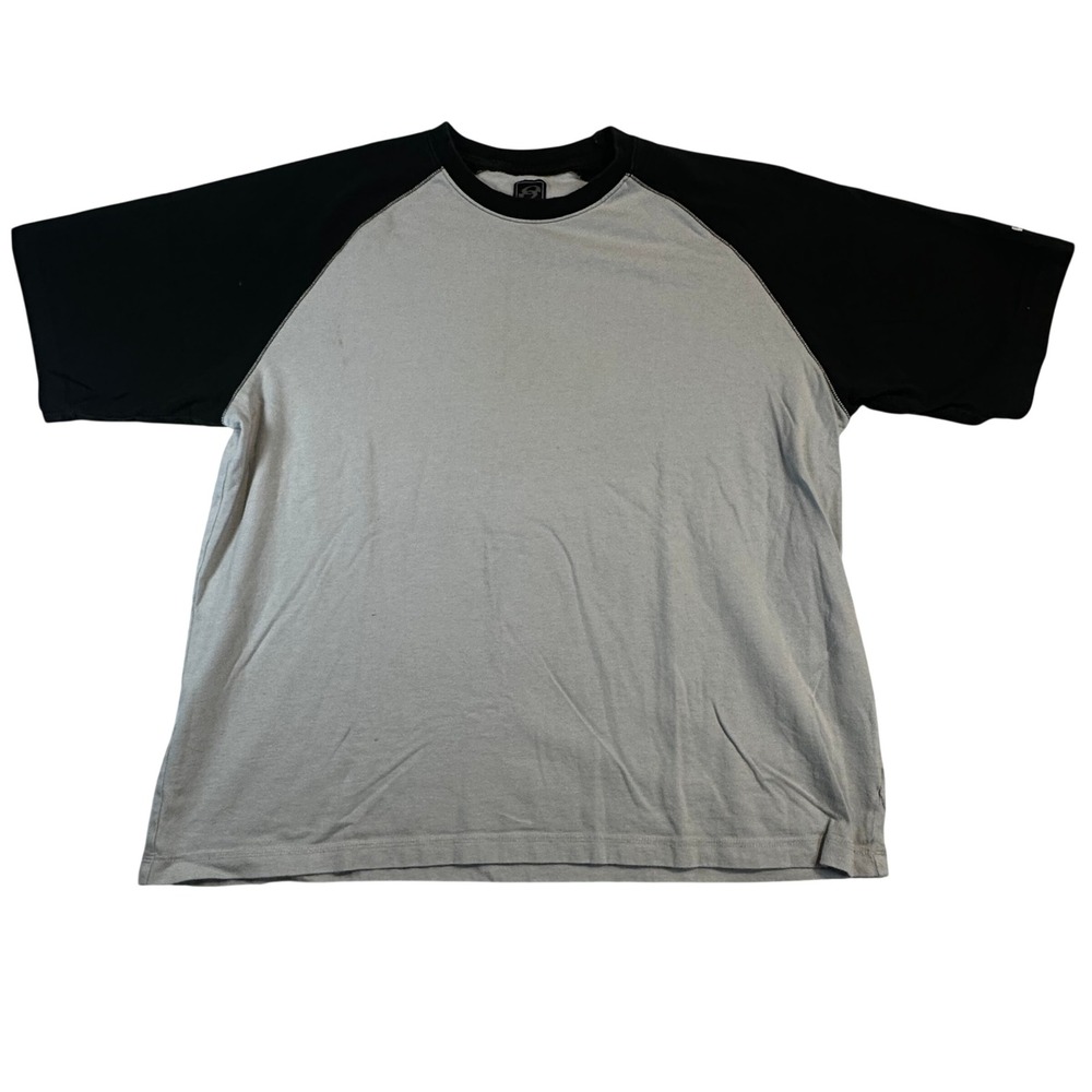 Anchor Blue Mens XL Vintage Raglan T-Shirt Grey Black Colorblock Skater Tee 90s